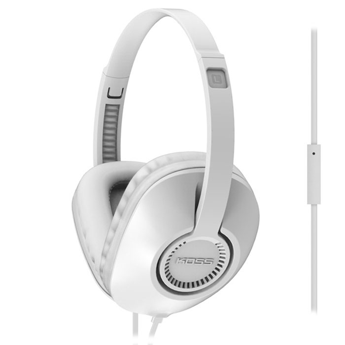 Koss UR23i, White наушники15118059 Koss UR23i, White наушники15118059Koss UR23i - полноразмерные наушники с функцией гарнитуры, выполненные в корпусе современного дизайна. Чаши D-образной формы с мягкими амбушюрами обеспечивают непередаваемый комфорт при длительном ношении. Наушники отличаются легким весом и высокой прочностью, а плоская форма кабеля исключает его заламывание и спутывание.