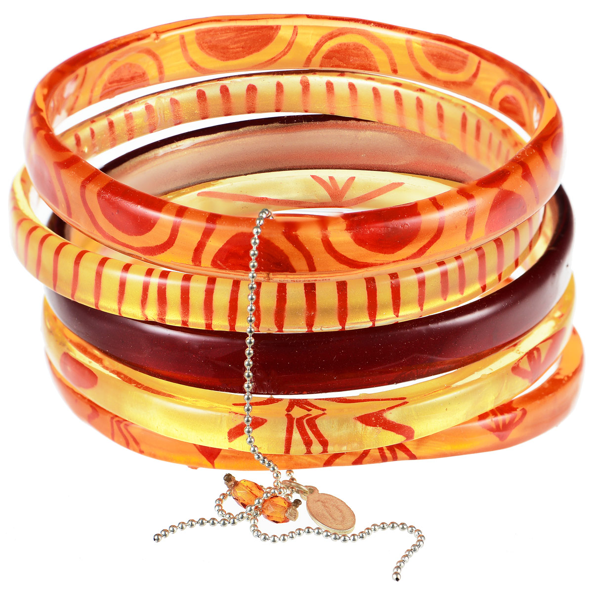 Браслет Lalo Treasures Me & the Others, цвет: оранжевый, красный, желтый. B2433-2B2433-2 Браслет Lalo Treasures Me & the Others, цвет: оранжевый, красный, желтый. B2433-2B2433-2Яркое комбинированное украшение Lalo Treasures Me & the Others включает пять браслетов, выполненных из ювелирной смолы. Изделия оформлены оригинальными орнаментами. Стильный браслет поможет дополнить любой образ и привнести в него завершающий яркий штрих.