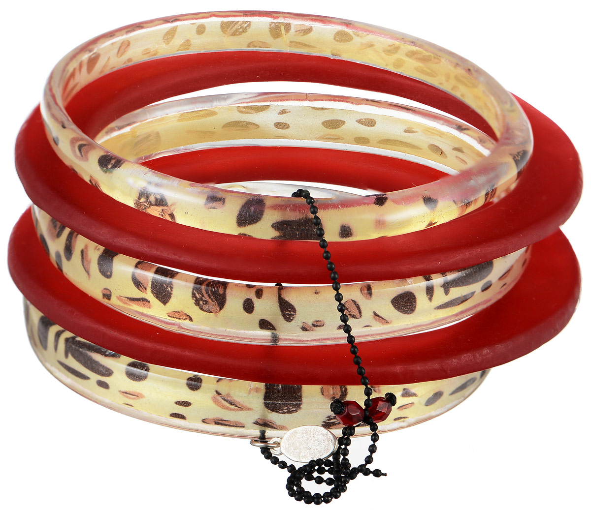 Браслет Lalo Treasures Precious Moments, цвет: красный, золотистый. B2447-3B2447-3 Браслет Lalo Treasures Precious Moments, цвет: красный, золотистый. B2447-3B2447-3Яркое комбинированное украшение Lalo Treasures Precious Moments включает пять браслетов, выполненных из ювелирной смолы с глянцевой и матовой поверхностью. Изделия оформлены анималистическим принтом. Стильный браслет поможет дополнить любой образ и привнести в него завершающий яркий штрих.
