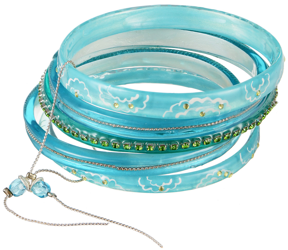 Браслет Lalo Treasures Mon Amour, цвет: голубой, бирюзовый. Bn2461Bn2461 Браслет Lalo Treasures Mon Amour, цвет: голубой, бирюзовый. Bn2461Bn2461Яркое комбинированное украшение Lalo Treasures Mon Amour включает пять браслетов, выполненных из ювелирной смолы. Изделия оформлены стразами и оригинальными орнаментами. Стильное украшение поможет дополнить любой образ и привнести в него завершающий яркий штрих.