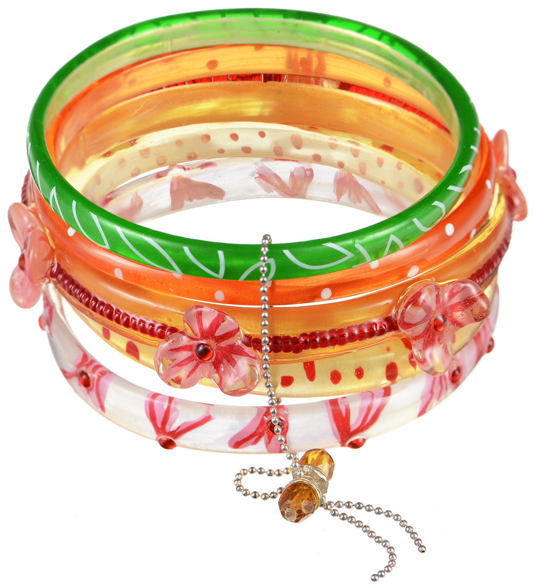 Браслет Lalo Treasures Row, цвет: розовый, оранжевый, зеленый. Bn2508Bn2508 Браслет Lalo Treasures Row, цвет: розовый, оранжевый, зеленый. Bn2508Bn2508Яркое комбинированное украшение Lalo Treasures Row включает пять браслетов, выполненных из ювелирной смолы. Изделия оформлены оригинальными орнаментами и декоративными элементами в виде цветов. Стильное украшение поможет дополнить любой образ и привнести в него завершающий яркий штрих.