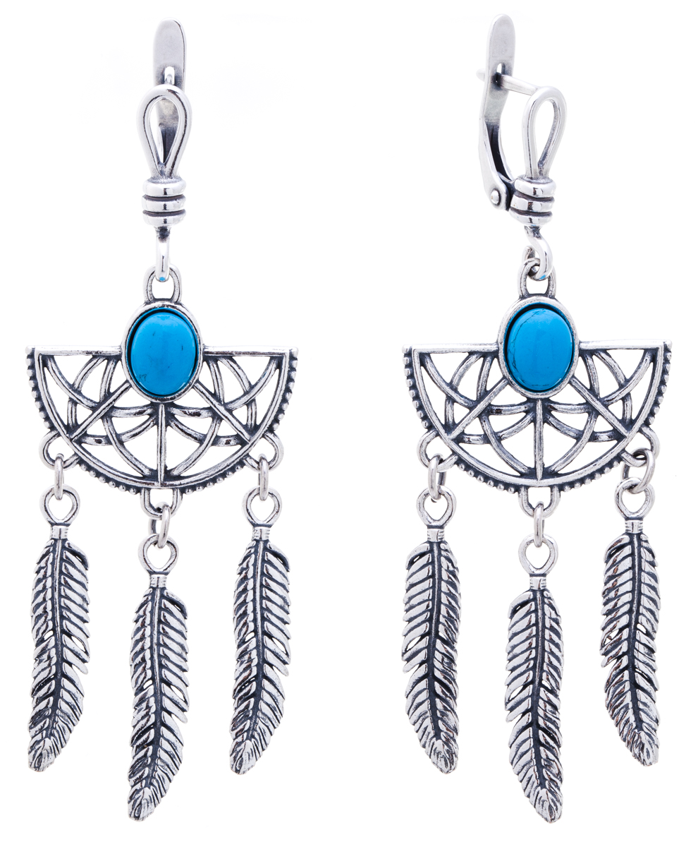 Jenavi, Коллекция Feather, Феза (Серьги), цвет - сереброf68331b9 Jenavi, Коллекция Feather, Феза (Серьги), цвет - сереброf68331b9Коллекция Feather, Феза (Серьги) гипоаллергенный ювелирный сплав,Черненое серебро, вставка Бирюза , цвет - серебро
