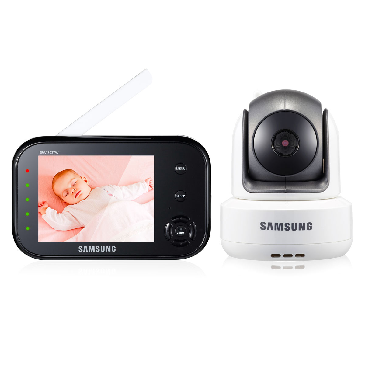 Samsung Видеоняня SEW-3037WPSEW-3037WP Samsung Видеоняня SEW-3037WPSEW-3037WPЦифровая, дальность до 300 м. Поворотна камера. Дисплей 9 см (3,5 дюймов). Двухсторонняя связь, ночное видение, VOX (активация при плаче), цифровой зум, система защиты от помех, индикатор громкости плача. Кнопка Sleep для отключения дисплея и сохранения энергии.