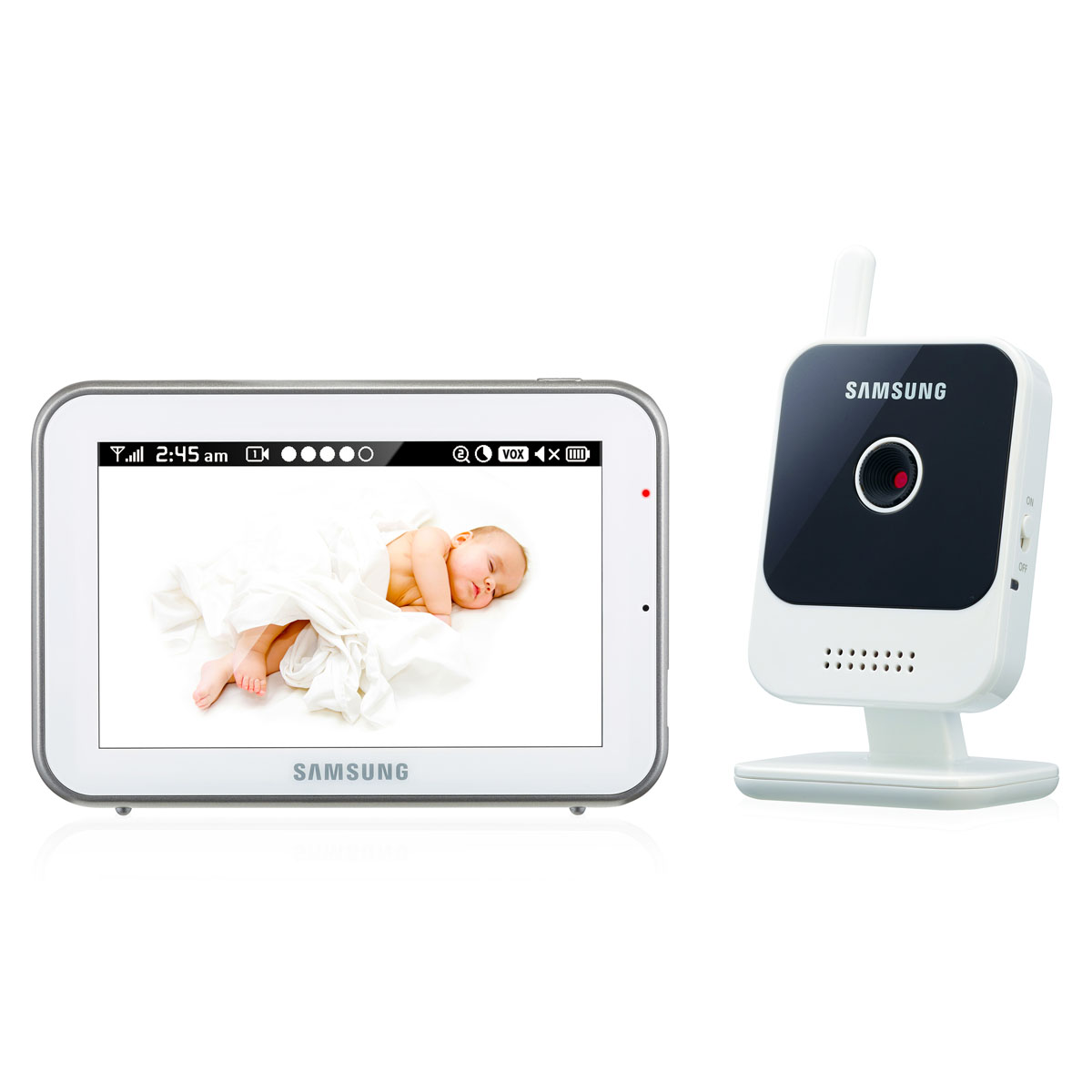 Samsung Видеоняня SEW-3042WPSEW-3042WP Samsung Видеоняня SEW-3042WPSEW-3042WPНовинка! Цифровая, дальность 300 м. Высокое качество изображения и звука. Камера HD 720p. Монитор 800х480px. Наклок камеры регулируется вручную. Дисплей 12,7 см (5 дюймов). Сенсорный экран. Двухсторонняя связь, колыбельные, VOX, ночное видение. Подавление помех.
