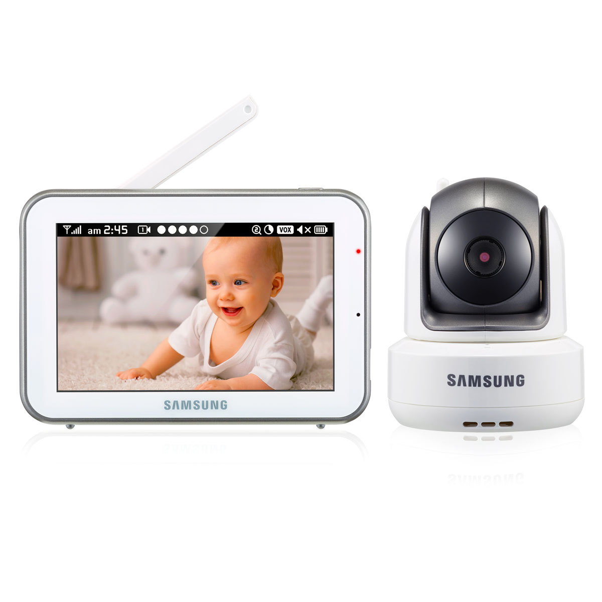 Samsung Видеоняня SEW-3043WPSEW-3043WP Samsung Видеоняня SEW-3043WPSEW-3043WPНовинка! Цифровая, дальность 300 м. Высокое качество изображения и звука. Камера HD 720p. Монитор 800х480px. Поворотная камера угол поворота по ширине 300 градусов, по высоте 110. Дисплей 12,7 см (5 дюймов). Сенсорный экран. Двухсторонняя связь, колыбельные, VOX, ночное видение. Подавление помех.