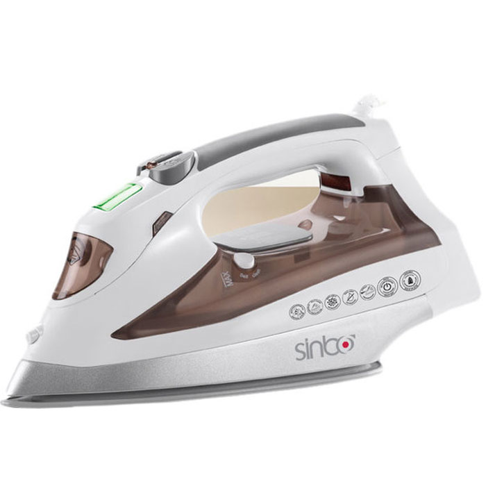 Sinbo SSI 2876, White Brown утюгSSI 2876_White Brown Sinbo SSI 2876, White Brown утюгSSI 2876_White BrownУтюг Sinbo SSI 2876 превратит процесс глажки различных видов ткани в легкое и неутомительное занятие. Прибор обладает всеми необходимыми характеристиками для отличного результата: сухое глажение, отпаривание с регулировкой, функция разбрызгивания, а также возможность вертикального отпаривания и LCD - дисплей. Модель оснащена функциями парового удара и самоочистки. Сетевой шнур крепится при помощи шарового механизма. Утюг также имеет подошву с антипригарным покрытием и укомплектован мерным стаканчиком.