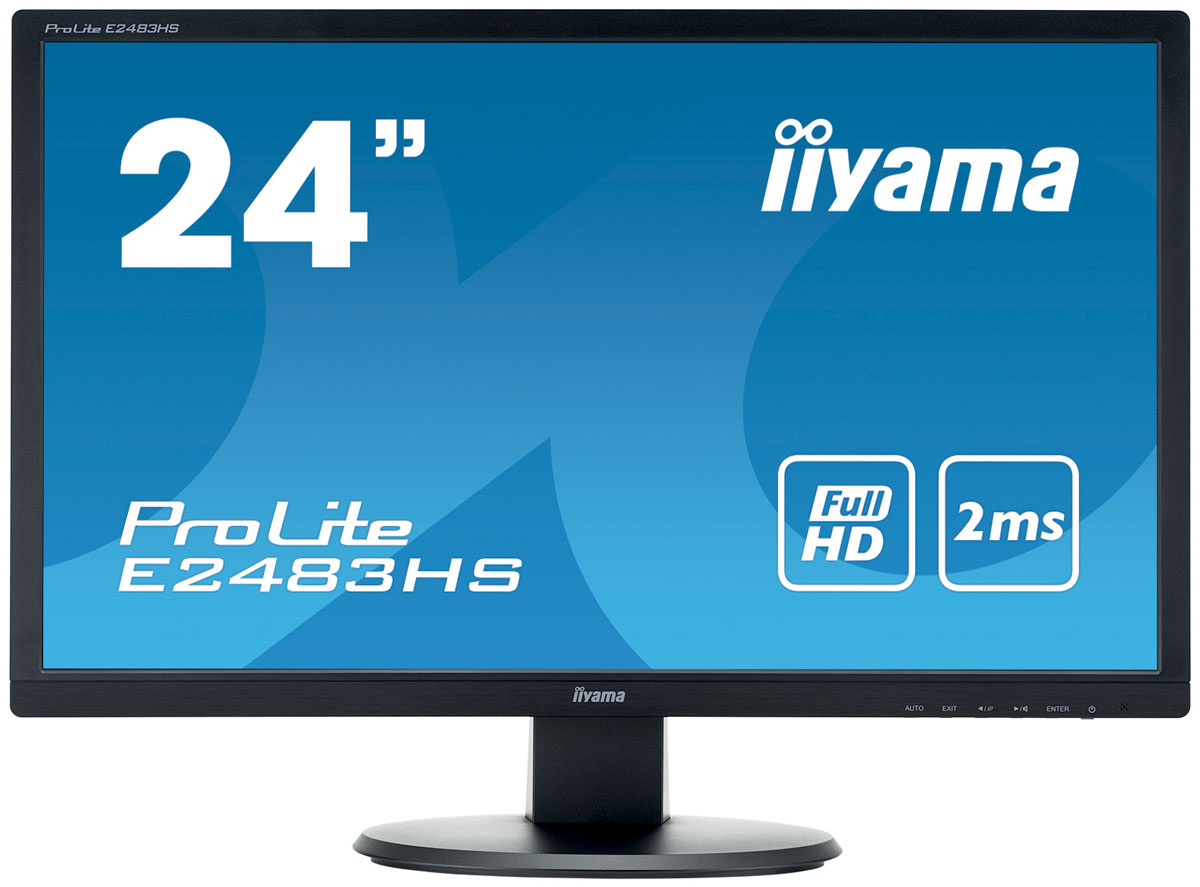 iiyama E2483HS-B1, Black мониторE2483HS-B1 iiyama E2483HS-B1, Black мониторE2483HS-B1ProLite E2483HS — высококачественный 24-дюймовый Full HD-дисплей, оснащенный светодиодной подсветкой и поддерживающий разрешение 1920 x 1080 пикселей. Уровень динамического контраста этой модели превышает 12 000 000:1, а время отклика пикселей составляет всего 2 мс, что позволяет монитору демонстрировать отличное качество изображения. Интерфейс Triple Input обеспечивает совместимость с наиболее современными графическими картами и встроенными адаптерами ноутбуков. Монитор имеет сертификаты TCO и Energy Star. Модель идеально подойдет для домашних и офисных потребностей.