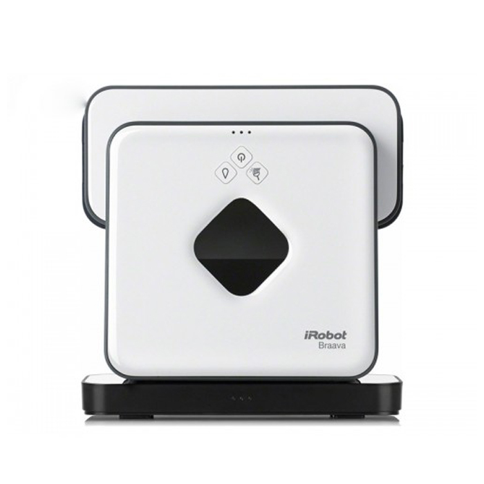 iRobot Braava 390T, White робот-пылесосB390t iRobot Braava 390T, White робот-пылесосB390tBraava плюс турбо-зарядная база. Робот для деликатной сухой и влажной уборки полов. Был разработан специально для ежедневного ухода за полами с твердым покрытием. Сегодня мы рады предложить Вам новый продукт компании iRobot – робота Braava 390T для деликатной влажной и сухой уборки полов. Появление этой модели особенно оценят владельцы помещений с деревянными полами и полами из ламината, в которых требуется ежедневная ( или время от времени) влажная уборка. Ведь Braava 390T, в отличие от Scooba, не разбрызгивает по поверхности пола моющий раствор, а протирает полы лишь слегка влажной салфеткой. Конечно, Braava 390T осуществляет и сухую уборку: собирает с пола пыль. Для уборки вы можете использовать многоразовые салфетки из микрофибры, которые предлагает iRrobot, а также одноразовые...