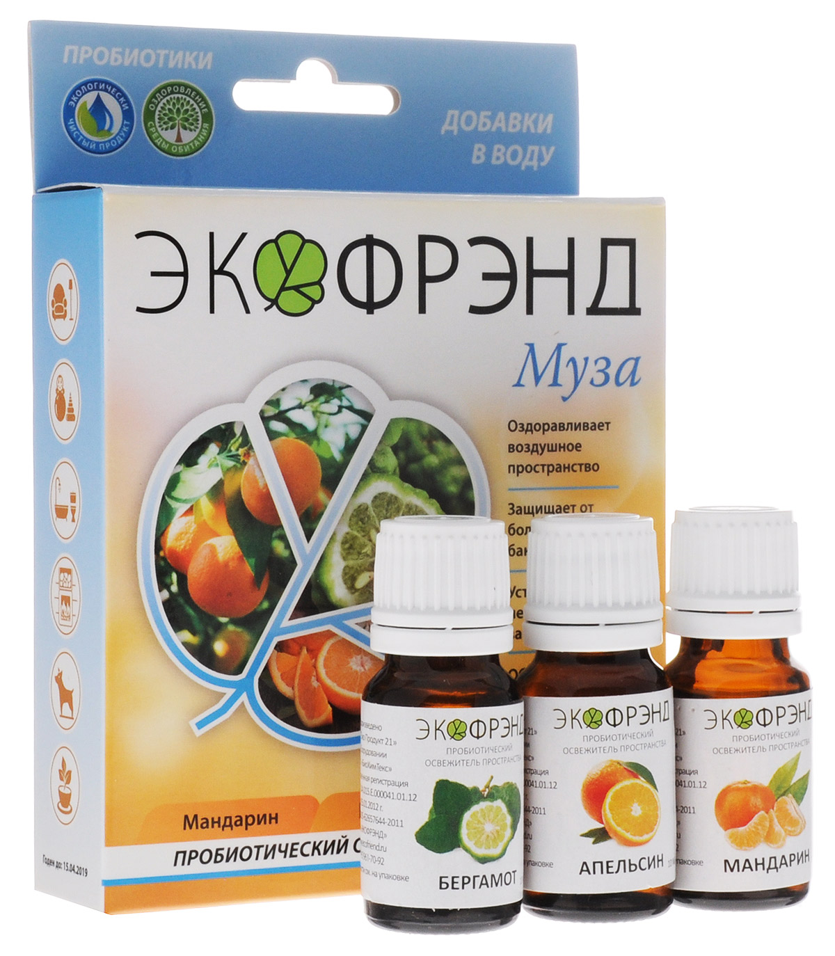Экофрэнд Муза пробиотический освежитель пространства Мандарин, Бергамот, АпельсинМУЗА Экофрэнд Муза пробиотический освежитель пространства Мандарин, Бергамот, АпельсинМУЗАЭкологичное пробиотическое средство - концентрат, на основе эфирного масла бергамота. Средство при распылении в пространстве (гигиеническая добавка в воду) устраняет пыль, гарь, смог, неприятные запахи, очищает воздух и создает защиту на микробиологическом уровне. Нейтрализует негативное воздействие окружающей среды и электромагнитное излучение, оздоравливает воздушное пространство. Освежитель не разрушает озоновый слой, не раздражает кожу и дыхательные пути. Ароматерапия с применением «МУЗА» (эфирная компонента бергамота) повышает концентрацию внимания и коммуникабельность, усиливает воображение и творческие стороны мышления. Вызывает чувство бодрости. Устройства для применения: климатическая установка, моющий пылесос, парогенератор, распылитель, увлажнитель Области применения: баня, автомобиль, детская,...