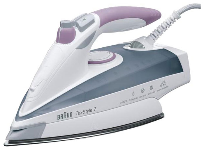 Braun TexStyle TS755A утюг0X12711067 Braun TexStyle TS755A утюг0X12711067Паровой утюг Braun TexStyle TS755A обеспечивает непревзойденный результат глажения даже мелких деталей одежды. Глубоко проникающий пар разглаживает даже самые трудные участки. Высококачественная подошва в сочетании с последними технологиями и современным дизайном гарантирует максимально простое использование утюга и безупречный результат. Высококачественная подошва - это неотъемлемая часть, которая влияет на конечный результат глажения. Braun TexStyle TS755A с уникальной подошвой Saphire в 4 раза прочнее нержавеющей стали, обеспечивает высокую устойчивость к царапинам и обеспечивает отличное скольжение на долгие годы, подошва выглядит как новая. Подошва Saphire настолько прочна, что вы можете чистить ее металлической мочалкой, при этом, не причиняя вреда покрытию. Braun TexStyle TS755A мощностью 2400 Вт обеспечивает эффективный паровой удар по всей подошве. Мощный пар позволяет разглаживать большие участки одежды одним движением. Безупречный...