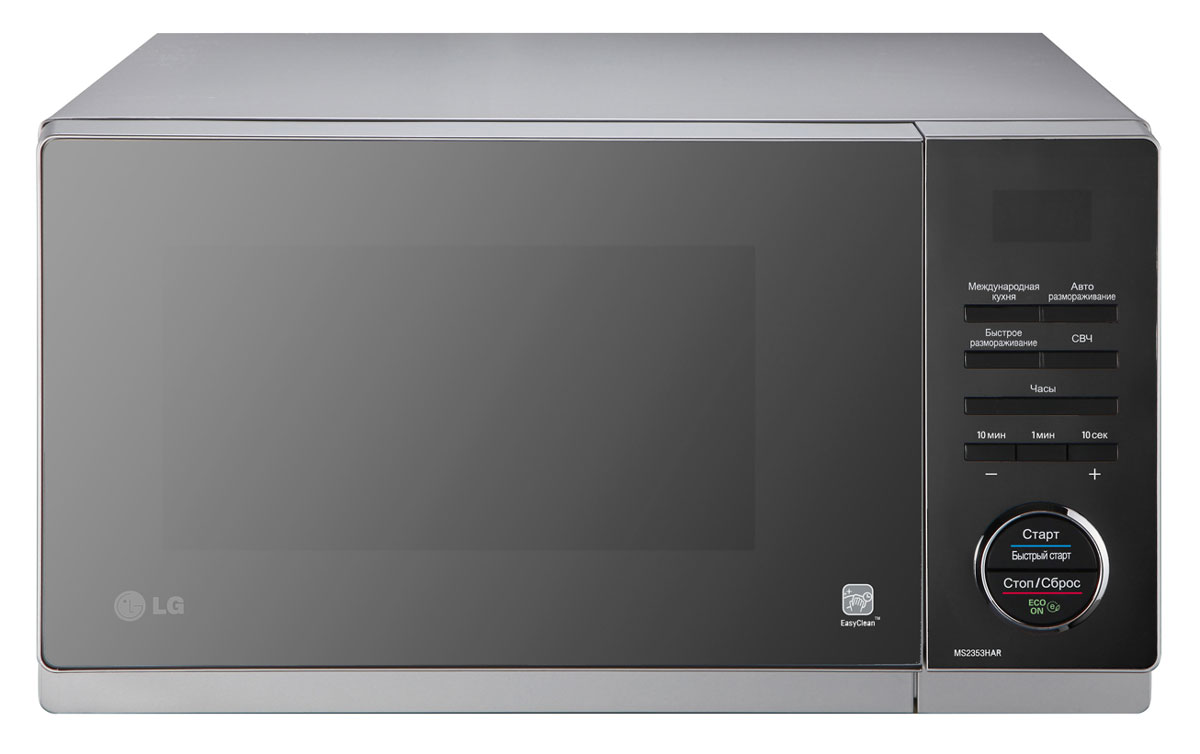 LG MS2353HAR СВЧ-печьMS2353HAR LG MS2353HAR СВЧ-печьMS2353HARМикроволновая печь LG MS2353HAR. Специальное легкоочищаемое покрытие LG EasyClean устойчиво к механическим повреждениям и впитыванию жира, благодаря чему частички пищи не прилипают к стенкам печи и легко очищаются. Компания LG предоставляет 10 лет гарантии на покрытие EasyClean. Благодаря технологии i-Wave, микроволны в печи распространяются равномерно, обеспечивая глубокое проникновение тепла как по центру, так и по краям блюд. Особая конструкция внутренней стенки помогает волнам распространяться по всему объему камеры, что обеспечивает более равномерное приготовление. 32 уникальные программы, позволяющие без усилий приготовить блюда по традиционным рецептам французской, итальянской, восточной и русской кухни. Достаточно лишь заложить необходимые продукты в камеру и выбрать подходящее меню, а печь сама установит оптимальный режим приготовления блюда. По окончании работы нажмите специальную кнопку ECO ON, чтобы перевести печь в...