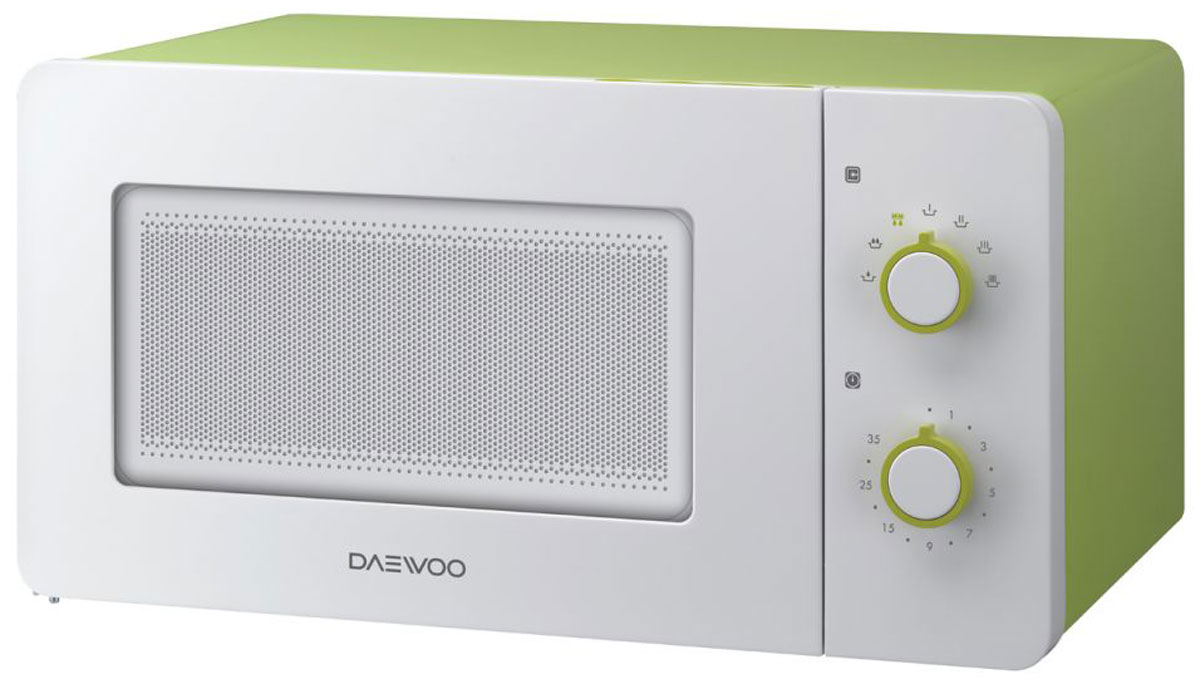 Daewoo KOR-5A17, White Green СВЧ-печьKOR-5A17 Daewoo KOR-5A17, White Green СВЧ-печьKOR-5A17Микроволновая печь Daewoo KOR-5A17 с механическим типом управления, объемом 15 л., с выходной мощностью 500 Вт имеет самый компактный размер, а также представлена в ярком цветовом решении. Модель оснащена встроенной системой Diamond, с помощью которой у вас легко получится равномерно приготовить и разморозить различные блюда. Внутреннее покрытие задней стенки микроволновой печи в форме 11 бриллиантов позволяет равномерно готовить и размораживать еду. Рельеф в форме бриллиантов направляет волны таким образом, что еда прогревается равномерно по всей высоте и внутри.