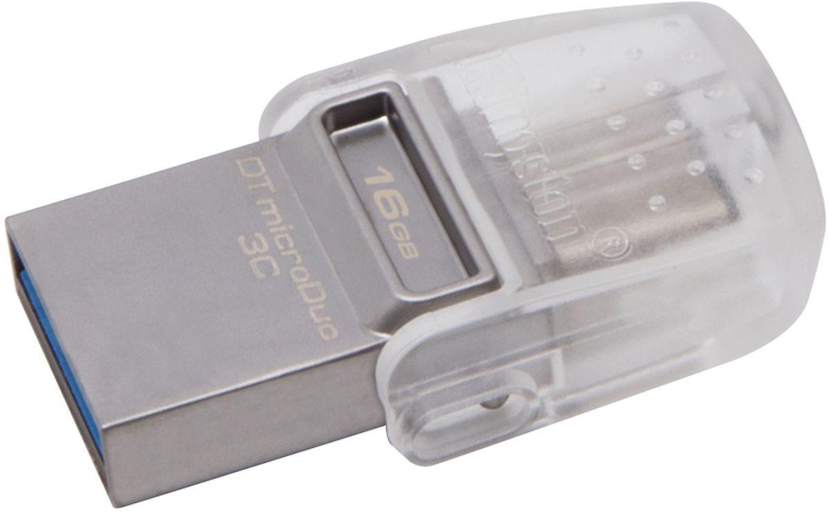 Kingston DataTraveler microDuo 3C 16GB USB-накопительDTDUO3C/16GB Kingston DataTraveler microDuo 3C 16GB USB-накопительDTDUO3C/16GBKingston DataTraveler microDuo 3C имеет двойной интерфейс, поддерживающий стандартные порты USB и USB Type- C. Это идеальное решение для того, чтобы предоставить до 64 ГБ дополнительного пространства для современных смартфонов, планшетов, ПК и компьютеров Mac с ограниченным количеством разъемов расширения. Кроме того, это проще, чем передача файлов через онлайновые сервисы. Накопитель не требует настройки при подключении, имеет высокую скорость (до 100 МБ/с для чтения и до 15 МБ/с для записи) и оснащен поворотным колпачком для защиты двустороннего разъема USB Type-C. Интерфейс USB 3.13 обеспечивает скорость до 100МБ/с для чтения и до 15МБ/с для записи, чтобы вам не приходилось долго ждать при передаче объемных файлов. Для обеспечения дополнительной уверенности накопители DataTraveler microDuo 3C имеют пятилетнюю гарантию, бесплатную техническую поддержку и отличаются легендарной надежностью Kingston Kingston DataTraveler microDuo 3C...
