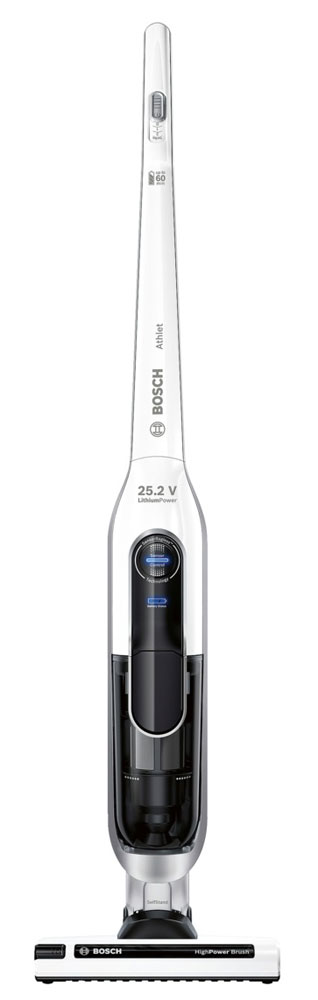 Bosch BCH6ATH25 Athlet вертикальный пылесосBCH6ATH25 Bosch BCH6ATH25 Athlet вертикальный пылесосBCH6ATH25Bosch BCH6ATH25 Athlet - первый аккумуляторный пылесос Bosch с качеством уборки как у прибора мощностью 2400 Вт. Отличный результат уборки на разных типах поверхностей благодаря эффективной контейнерной технологии и мощной электрощётке. Li-ion технология Bosch: мощные и надёжные аккумуляторы для продолжительной работы. Комфорт: лёгкость в использовании и удобство в хранении благодаря малому весу и системе лёгкой чистки Easy Clean Подвижная щётка на шарнирном соединении: уборка вокруг мебели и под ней Сенсорный контроль производительности. Интеллектуальная система оповещения о необходимости чистки фильтра. Вертикальная парковка без дополнительных устройств Ручка с мягким покрытием Soft touch