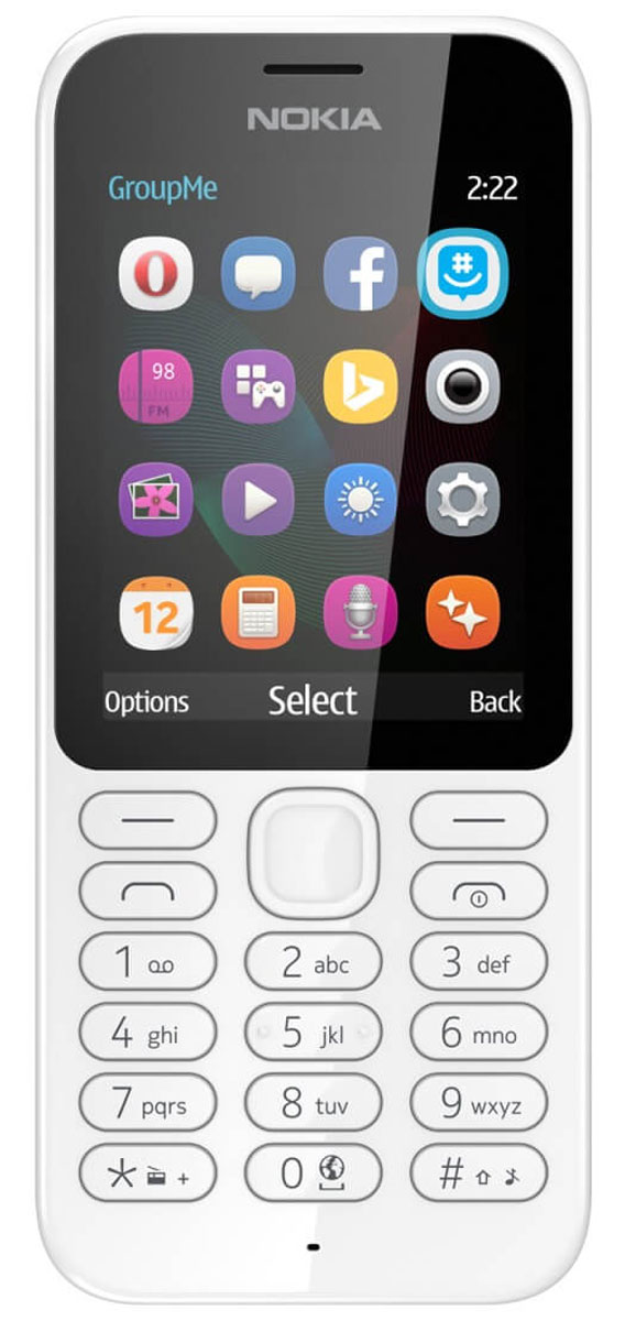 Nokia 222 DS, WhiteNokia 222 DS White Nokia 222 DS, WhiteNokia 222 DS WhiteРаботайте в Интернете, говорите и обменивайтесь сообщениями с помощью надежного мобильного телефона с камерой Nokia 222 DS. Фотографируйте с помощью Nokia 222 все, что происходит вокруг. Задняя камера 2 Мпикс позволяет делать отличные снимки. Используйте Facebook или GroupMe by Skype для обмена фотографиями с друзьями и близкими. Находите нужную информацию, с помощью браузера Opera Mini, приложения MSN Погода и поисковой системы Bing. Общайтесь с друзьями и узнавайте новости с помощью Facebook, Twitter и Messenger. Каждый месяц на протяжении года вы можете бесплатно загрузить одну игру Gameloft. Такие игры, как Asphalt 6, Real Football, The Amazing Spiderman и Modern Combat 2, предлагаются с пробной лицензией. Проводите свободное время весело с играми на вашем телефоне. Вам понравится черная или белая глянцевая отделка. Клавиатура соответствующего цвета дополняет классический дизайн, придавая телефону совершенный вид. ...