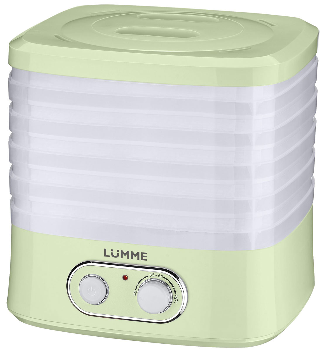 Lumme LU-1853 электросушилка для овощейLU-1853 Lumme LU-1853 электросушилка для овощейLU-1853Мощность: 250 Ватт Плавный контроль температуры от 40 до 75°C Встроенный вентилятор Подходит для сушки различных видов продуктов Количество съемных секций: 5 Корпус и поддоны изготовлены из термостойкого пластика Световой индикатор работы Бесшумная работа Электропитание: 220 - 240 Вольт, 50 Герц Подходит для сушки лекарственных трав, зелени, хлеба, овощей, фруктов, грибов, мяса, птицы, рыбы