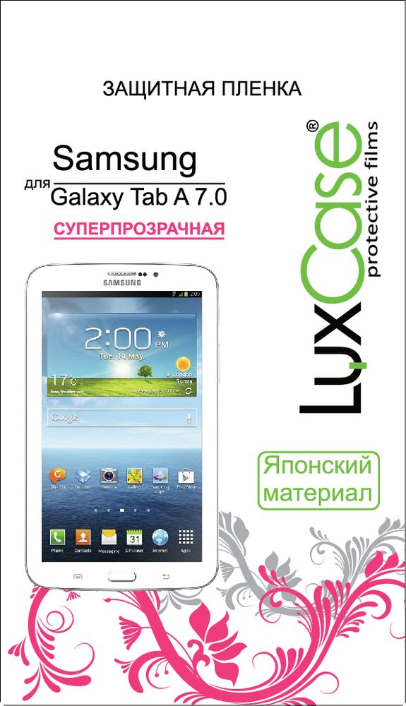 LuxCase защитная пленка для Samsung Galaxy Tab A 7.0, суперпрозрачная52560 LuxCase защитная пленка для Samsung Galaxy Tab A 7.0, суперпрозрачная52560Защитная пленка LuxCase для сохраняет экран смартфона гладким и предотвращает появление на нем царапин и потертостей. Структура пленки позволяет ей плотно удерживаться без помощи клеевых составов и выравнивать поверхность при небольших механических воздействиях. Пленка практически незаметна на экране смартфона и сохраняет все характеристики цветопередачи и чувствительности сенсора.