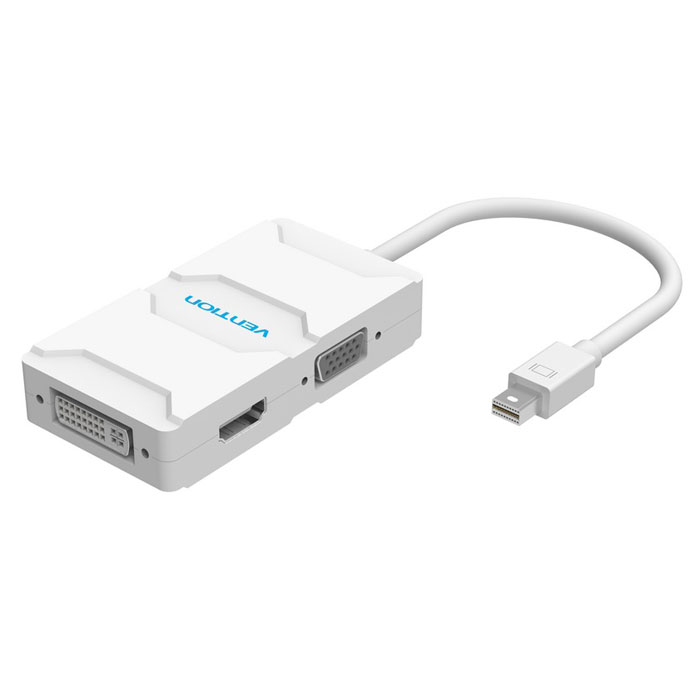 Vention VAI-D03 адаптер-переходник mini DisplayPort 20M-HDMI-VGA-DVIVAI-D03 Vention VAI-D03 адаптер-переходник mini DisplayPort 20M-HDMI-VGA-DVIVAI-D03Адаптер-переходник Vention позволяет подключить к устройству с разъемом mini DisplayPort, оборудование с разъемами HDMI, DVI-I (Dual Link), VGA. С помощью данного адаптера вы можете подключить такие устройства как например Macbook, MacPro и iMac, к любому современному оборудованию. Адаптер поддерживает технологию Plug and Play, тем самым, не требуя установки дополнительного программного обеспечения и драйверов. Продукция соответствует следующим сертификатам: RoHS, CE, FCC, TIA, ISO Контакты: никелированные Материал корпуса: АБС-пластик Пропускная способность: до 10,2 Гбит/с
