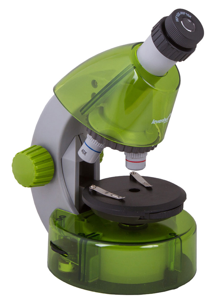 Levenhuk LabZZ M101, Lime микроскопXSP-1508 Pantone #377C Transp. Levenhuk LabZZ M101, Lime микроскопXSP-1508 Pantone #377C Transp.Как выглядят безобидные букашки при большом увеличении, из чего состоят растения, кого можно увидеть в капле обычной воды - с микроскопом Levenhuk LabZZ M101 ваш ребенок сможет найти ответы на эти и многие другие вопросы. В комплекте есть все, что нужно для первого знакомства с микромиром - готовые образцы для изучения, специальные инструменты для работы с микроскопическими объектами и подробное руководство по проведению интереснейших опытов. Микроскоп создан специально для детей, но по уровню оптики он не уступает некоторым взрослым моделям. Прибор снабжен тремя объективами, причем для смены объектива не нужно прерывать занятия - достаточно повернуть револьверное устройство. Уникальная особенность этого микроскопа - выдвижной двухпозиционный окуляр. Такой окуляр заменяет собой два окуляра с увеличением 10 и 16 крат, а пользоваться им очень просто. Кроме того, ребенку не придется менять окуляры, а значит, они не потеряются. Три объектива и окуляр...