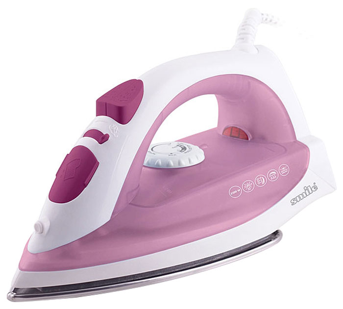 Smile SI 1814, White Pink утюгSI 1814 Smile SI 1814, White Pink утюгSI 1814Утюг Smile SI 1814 с пароувлажнением и плавной регулировкой температуры. Благодаря подошве из нержавеющей стали, утюг идеально скользит по ткани и без труда разглаживает даже самые сложные складки. Вместительный резервуар для воды обеспечивает долгую непрерывную работу с паром. Утюг имеет режим сухой глажки (подачу пара можно отключить).