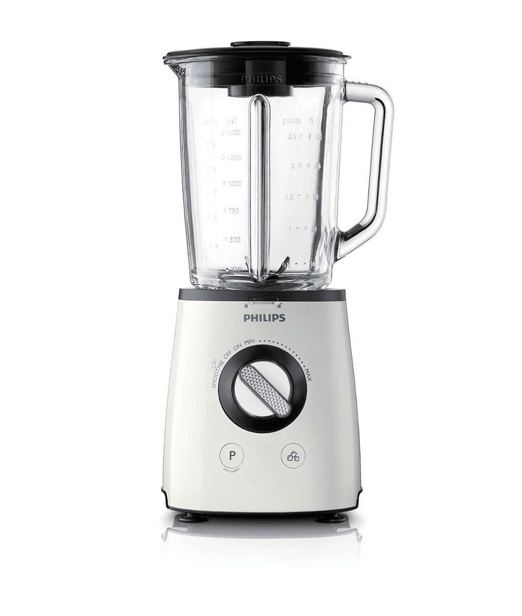 Philips HR 2095/30 Avance Collection блендерHR2095/30 Philips HR 2095/30 Avance Collection блендерHR2095/30Блендер Philips HR 2095/30 с технологией ProBlend 6 и мотором 700 Вт справится с обработкой любых ингредиентов: от фруктов и овощей до льда. С помощью различных скоростных режимов вы можете смешивать, измельчать и нарезать ингредиенты, добиваясь однородности и нужной консистенции. Нож, положение в которого в кувшине смещено от центра, создает турбулентность и смешивает ингредиенты максимально эффективно. Мощный мотор 700 Вт для эффективного измельчения, дробления и смешивания. Кувшин емкостью 1,5 л изготовлен из высококачественного стекла, устойчивого к царапинам, и позволяет обрабатывать горячие ингредиенты. Уникальный регулятор позволяет легко устанавливать желаемую скорость работы блендера. Кнопка импульсного режима позволяет полностью контролировать процесс, а кнопка для смузи поможет приготовить вкуснейшие коктейли одним нажатием. Удобная лопатка для блендера Philips позволяет безопасно перемешать ингредиенты во время смешивания. ...