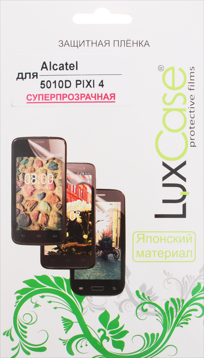 LuxCase защитная пленка для Alcatel 5010D Pixi 4, суперпрозрачная51376 LuxCase защитная пленка для Alcatel 5010D Pixi 4, суперпрозрачная51376Защитная пленка LuxCase для Alcatel OneTouch Pixi 4 (5010D) сохраняет экран смартфона гладким и предотвращает появление на нем царапин и потертостей. Структура пленки позволяет ей плотно удерживаться без помощи клеевых составов и выравнивать поверхность при небольших механических воздействиях. Пленка практически незаметна на экране смартфона и сохраняет все характеристики цветопередачи и чувствительности сенсора.