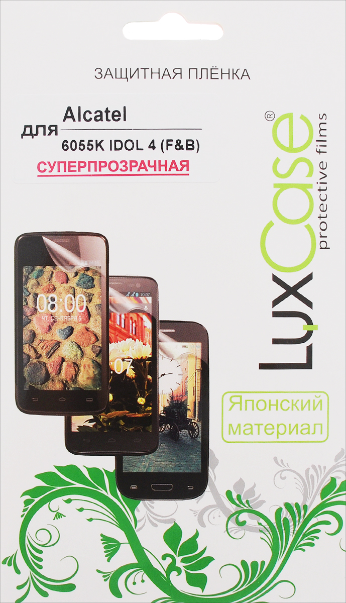 LuxCase защитная пленка для Alcatel OneTouch Idol 4 (6055K), суперпрозрачная (Front & Back)51382 LuxCase защитная пленка для Alcatel OneTouch Idol 4 (6055K), суперпрозрачная (Front & Back)51382Суперпрозрачная защитная пленка LuxCase для Alcatel OneTouch Idol 4 (6055K) сохраняет экран и заднюю крышку устройства гладкими и предотвращает появление на них царапин и потертостей. Структура пленки позволяет ей плотно удерживаться без помощи клеевых составов и выравнивать поверхность при небольших механических воздействиях. Пленка практически незаметна на экране и задней крышке гаджета и сохраняет все характеристики цветопередачи и чувствительности сенсора.