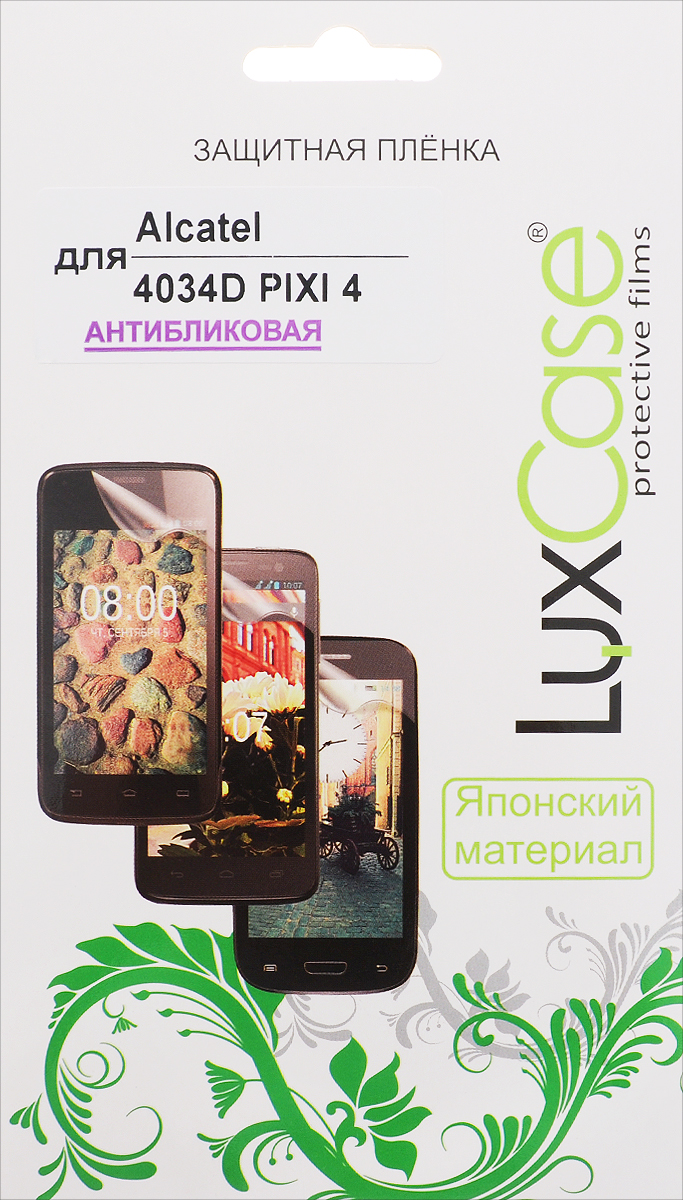 LuxCase защитная пленка для Alcatel OneTouch Pixi 4 (4034D), антибликовая51369 LuxCase защитная пленка для Alcatel OneTouch Pixi 4 (4034D), антибликовая51369Антибликовая защитная пленка LuxCase для Alcatel OneTouch Pixi 4 (4034D) сохраняет экран устройства гладким и предотвращает появление на нем царапин и потертостей. Структура пленки позволяет ей плотно удерживаться без помощи клеевых составов и выравнивать поверхность при небольших механических воздействиях. Пленка практически незаметна на экране гаджета и сохраняет все характеристики цветопередачи и чувствительности сенсора.