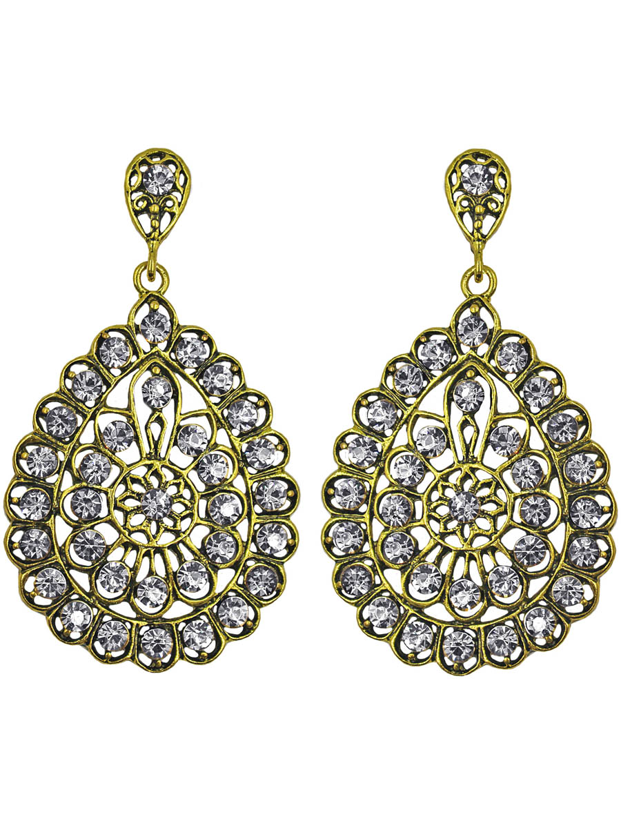 Серьги женские Taya, цвет: золото, прозрачный. T-B-11255-EARR-GL.CLEART-B-11255-EARR-GL.CLEAR Серьги женские Taya, цвет: золото, прозрачный. T-B-11255-EARR-GL.CLEART-B-11255-EARR-GL.CLEARСерьги с английским замком. Шикарное панно из кристаллических страз и черненого золота овальной формы. Размеры: длина серьги 6,7 см, ширина 3,7 см.