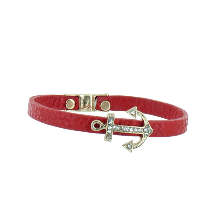 Браслет женский Taya, цвет: золото, красный. T-B-5514-BRAC-GL.REDT-B-5514-BRAC-GL.RED Браслет женский Taya, цвет: золото, красный. T-B-5514-BRAC-GL.REDT-B-5514-BRAC-GL.REDЯркий красный, очень изящный кожаный браслет с нежной вставкой в форме якоря, инкрустированного мелкими прозрачными стразами. Застежка-магнит. Размеры: Ширина браслета 6-7 см, длина браслета 18 см.