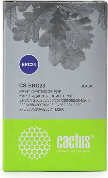 Cactus CS-ERC23, Black картридж ленточный для Epson ERC 23CS-ERC23 Cactus CS-ERC23, Black картридж ленточный для Epson ERC 23CS-ERC23Картридж ленточный Cactus CS-ERC23 для матричных принтеров Epson ERC 23. Расходные материалы Cactus для печати максимизируют характеристики принтера. Они обеспечивают повышенную четкость изображения и надежное качество печати.