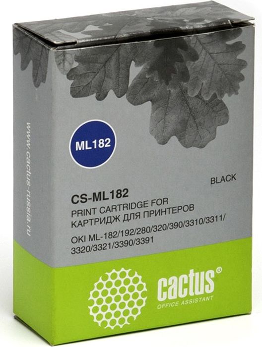 Cactus CS-ML182, Black картридж ленточный для Oki ML-182/192/280/320/390CS-ML182 Cactus CS-ML182, Black картридж ленточный для Oki ML-182/192/280/320/390CS-ML182Картридж ленточный Cactus CS-ML182 для матричных принтеров Oki ML-182/192/280/320/390. Расходные материалы Cactus для печати максимизируют характеристики принтера. Они обеспечивают повышенную четкость изображения и надежное качество печати.