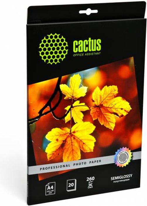 Cactus Prof CS-SGA426020 A4/260г/м2 полуглянцевая фотобумага для струйной печати (20 листов)CS-SGA426020 Cactus Prof CS-SGA426020 A4/260г/м2 полуглянцевая фотобумага для струйной печати (20 листов)CS-SGA426020Полуглянцевая фотобумага Cactus Prof CS-SGA426020 для струйной печати. Превратите ваши фотографии в произведения искусства и сохраните их в первозданном виде на многие годы. Фотобумага серии Cactus Professional незаменима для печати цифровых фотографий с максимальным разрешением. Высококлассное покрытие и современная полимерная основа фотобумаги Cactus Professional гарантируют максимально точную цветопередачу. Совместима со струйными принтерами Hewlett Packard, Canon, Epson и другими марками. Рекомендуется для профессионального использования в фотостудиях, дизайнерских и художественных бюро.