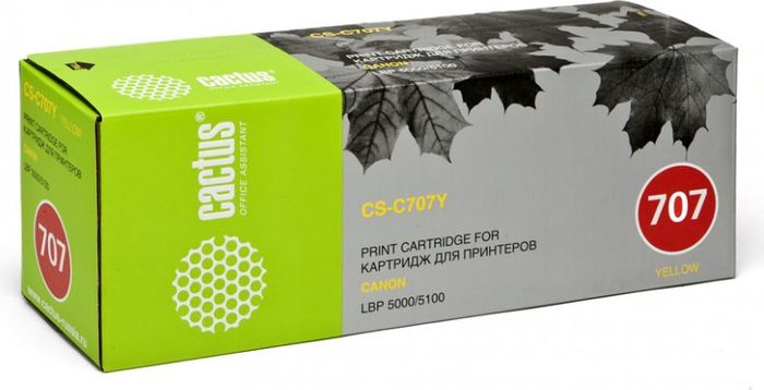 Cactus CS-C707Y, Yellow тонер-картридж для Canon LBP i-Sensys 5000/5100CS-C707Y Cactus CS-C707Y, Yellow тонер-картридж для Canon LBP i-Sensys 5000/5100CS-C707YТонер-картридж Cactus CS-C707Y для лазерных принтеров Canon LBP i-Sensys 5000/5100. Расходные материалы Cactus для лазерной печати максимизируют характеристики принтера. Обеспечивают повышенную чёткость чёрного текста и плавность переходов оттенков серого цвета и полутонов, позволяют отображать мельчайшие детали изображения. Гарантируют надежное качество печати.