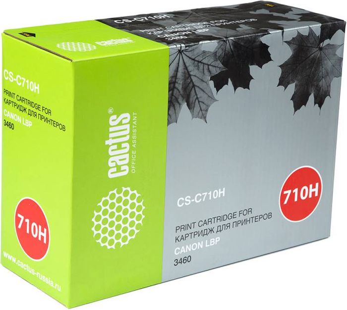 Cactus CS-C710H, Black тонер-картридж для Canon LBP 3460CS-C710H Cactus CS-C710H, Black тонер-картридж для Canon LBP 3460CS-C710HТонер-картридж Cactus CS-C710H для лазерных принтеров Canon LBP 3460. Расходные материалы Cactus для лазерной печати максимизируют характеристики принтера. Обеспечивают повышенную чёткость чёрного текста и плавность переходов оттенков серого цвета и полутонов, позволяют отображать мельчайшие детали изображения. Гарантируют надежное качество печати.