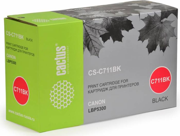 Cactus CS-C711BK, Black тонер-картридж для Canon LBP5300CS-C711BK Cactus CS-C711BK, Black тонер-картридж для Canon LBP5300CS-C711BKТонер-картридж Cactus CS-C711BK для лазерных принтеров Canon LBP5300. Расходные материалы Cactus для лазерной печати максимизируют характеристики принтера. Обеспечивают повышенную чёткость чёрного текста и плавность переходов оттенков серого цвета и полутонов, позволяют отображать мельчайшие детали изображения. Гарантируют надежное качество печати.