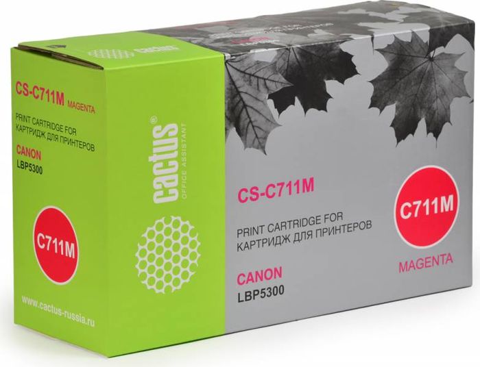 Cactus CS-C711M, Magenta тонер-картридж для Canon LBP5300CS-C711M Cactus CS-C711M, Magenta тонер-картридж для Canon LBP5300CS-C711MТонер-картридж Cactus CS-C711M для лазерных принтеров Canon LBP5300. Расходные материалы Cactus для лазерной печати максимизируют характеристики принтера. Обеспечивают повышенную чёткость чёрного текста и плавность переходов оттенков серого цвета и полутонов, позволяют отображать мельчайшие детали изображения. Гарантируют надежное качество печати.