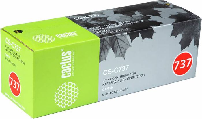 Cactus CS-C737, Black тонер-картридж для Canon MF 210/211/212/216/217/220CS-C737 Cactus CS-C737, Black тонер-картридж для Canon MF 210/211/212/216/217/220CS-C737Тонер-картридж Cactus CS-C737 для лазерных принтеров Canon MF 210/211/212/216/217/220. Расходные материалы Cactus для лазерной печати максимизируют характеристики принтера. Обеспечивают повышенную чёткость чёрного текста и плавность переходов оттенков серого цвета и полутонов, позволяют отображать мельчайшие детали изображения. Гарантируют надежное качество печати.