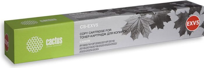 Cactus CS-EXV5, Black тонер-картридж для Canon IR 1600/1605/1610/1630/1670/2000/2010CS-EXV5 Cactus CS-EXV5, Black тонер-картридж для Canon IR 1600/1605/1610/1630/1670/2000/2010CS-EXV5Тонер-картридж Cactus CS-EXV5 для лазерных принтеров Canon IR 1600/1605/1610/1630/1670/2000/2010. Расходные материалы Cactus для лазерной печати максимизируют характеристики принтера. Обеспечивают повышенную чёткость чёрного текста и плавность переходов оттенков серого цвета и полутонов, позволяют отображать мельчайшие детали изображения. Гарантируют надежное качество печати.