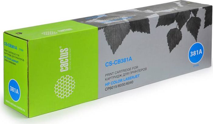 Cactus CS-CB381A, Cyan тонер-картридж для HP CLJ CM6030/CM6040/CP6015CS-CB381A Cactus CS-CB381A, Cyan тонер-картридж для HP CLJ CM6030/CM6040/CP6015CS-CB381AТонер-картридж Cactus CS-CB381A для лазерных принтеров HP CLJ CP6015X/6015XH/6015DE. Расходные материалы Cactus для лазерной печати максимизируют характеристики принтера. Обеспечивают повышенную чёткость чёрного текста и плавность переходов оттенков серого цвета и полутонов, позволяют отображать мельчайшие детали изображения. Гарантируют надежное качество печати.