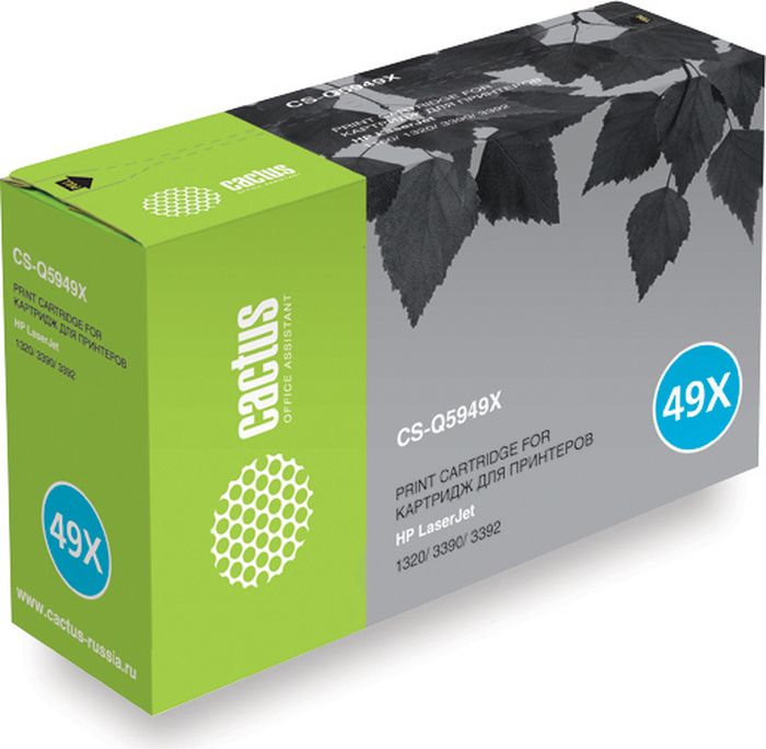 Cactus CS-Q5949X, Black тонер-картридж для HP LJ 1320/3390/3392CS-Q5949X Cactus CS-Q5949X, Black тонер-картридж для HP LJ 1320/3390/3392CS-Q5949XКартридж Cactus CS-Q5949X для лазерных принтеров HP LaserJet 1320, 3390, 3392 Расходные материалы CACTUS для монохромной лазерной печати максимизируют характеристики принтера. Обеспечивают повышенную чёткость чёрного текста и плавность переходов оттенков серого цвета и полутонов, позволяют отображать мельчайшие детали изображения. Обеспечивают надежное качество печати.