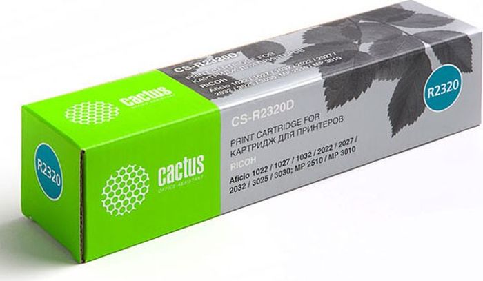 Cactus CS-R2320D, Black тонер-картридж для Ricoh Aficio 1022/1027/1032/2022/2027/2032/3025/3030/MP 2510/3010CS-R2320D Cactus CS-R2320D, Black тонер-картридж для Ricoh Aficio 1022/1027/1032/2022/2027/2032/3025/3030/MP 2510/3010CS-R2320DТонер-картридж Cactus CS-R2320D для лазерных принтеров Ricoh Aficio 1022/1027/1032/2022/2027/2032/3025/3030/MP 2510/3010. Расходные материалы Cactus для лазерной печати максимизируют характеристики принтера. Обеспечивают повышенную чёткость чёрного текста и плавность переходов оттенков серого цвета и полутонов, позволяют отображать мельчайшие детали изображения. Гарантируют надежное качество печати.
