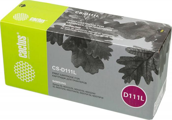 Cactus CS-D111L, Black тонер-картридж для Samsung Xpress M2022/M2020/M2021/M2020W/M2070CS-D111L Cactus CS-D111L, Black тонер-картридж для Samsung Xpress M2022/M2020/M2021/M2020W/M2070CS-D111LКартридж Cactus CS-D111L для лазерных принтеров Samsung Xpress . Расходные материалы CACTUS для монохромной лазерной печати максимизируют характеристики принтера. Обеспечивают повышенную чёткость чёрного текста и плавность переходов оттенков серого цвета и полутонов, позволяют отображать мельчайшие детали изображения. Обеспечивают надежное качество печати.