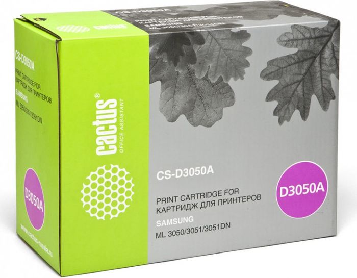 Cactus CS-D3050A, Black тонер-картридж для Samsung ML-3050/3051/3051N/3051NDCS-D3050A Cactus CS-D3050A, Black тонер-картридж для Samsung ML-3050/3051/3051N/3051NDCS-D3050AТонер-картридж Cactus CS-D3050A для лазерных принтеров Samsung ML-3050/3051/3051N/3051ND. Расходные материалы Cactus для лазерной печати максимизируют характеристики принтера. Обеспечивают повышенную чёткость чёрного текста и плавность переходов оттенков серого цвета и полутонов, позволяют отображать мельчайшие детали изображения. Гарантируют надежное качество печати.