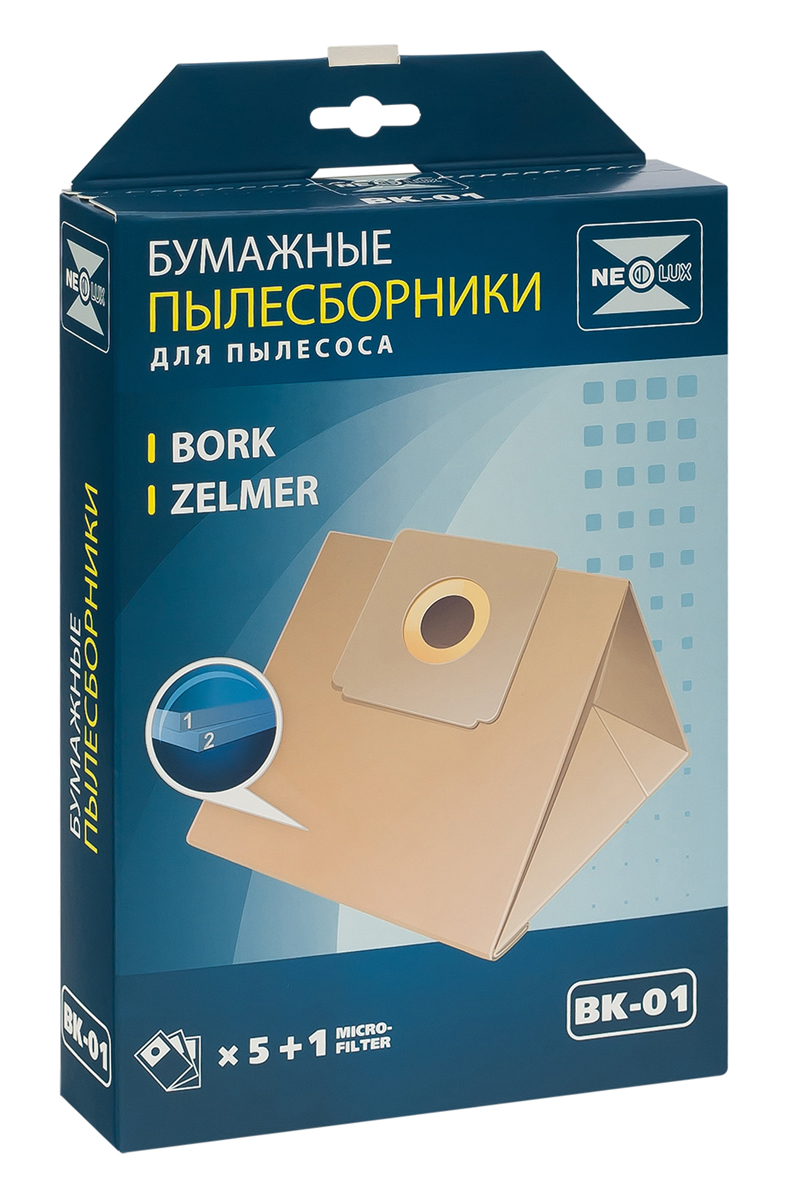 Neolux BK-01 бумажный пылесборник (5 шт) + микрофильтрBK-01 Neolux BK-01 бумажный пылесборник (5 шт) + микрофильтрBK-01Пылесборники Neolux BK-01 предназначены для пылесосов Bork, Zelmer. Изготовлены из двухслойной фильтровальной бумаги. Обеспечивают идеальное качество уборки. В комплект входит универсальный фильтр защиты двигателя размером 125х195 мм.