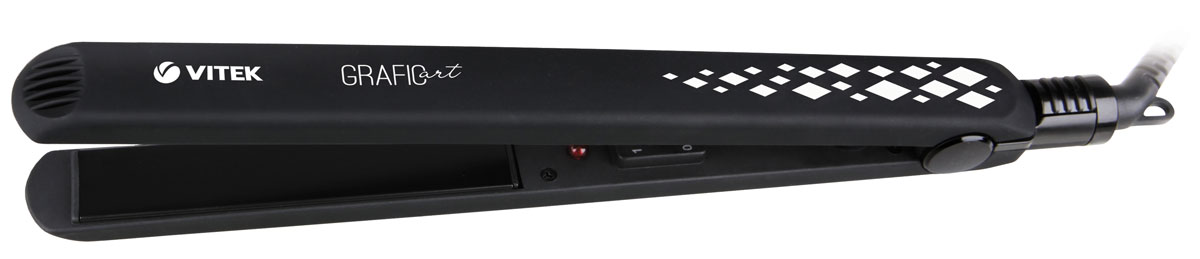 Vitek VT-2324(BK) GraficArt выпрямитель для волосVT-2324(BK) Vitek VT-2324(BK) GraficArt выпрямитель для волосVT-2324(BK)Выпрямитель для волос Vitek VT-2324(BK) справится даже с самым непослушными волосами. Данная модель оснащена качественным керамическим турмалиновым покрытием пластин. Выпрямитель прост в использовании благодаря стильному эргономичному дизайну. Защита от перегрева Индикация включения Размер пластин: 110 мм х 20 мм