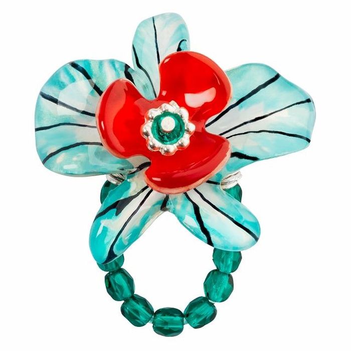 Кольцо Lalo Treasures G&G, цвет: светло-бирюзовый, коралловый. R6966mR6966m Кольцо Lalo Treasures G&G, цвет: светло-бирюзовый, коралловый. R6966mR6966mИзысканное кольцо оригинального дизайна Lalo Treasures изготовлено из ювелирной смолы ярких цветов. Изделие выполнено в виде утонченного цветка. Скругленные углы элемента идеально подходят для нежных женских пальцев - изящество и сама элегантность. Очень винтажно смотрится на руке. Кольцо Lalo подчеркнет вашу утонченность и изысканный вкус. Изделие регулируется по размеру.