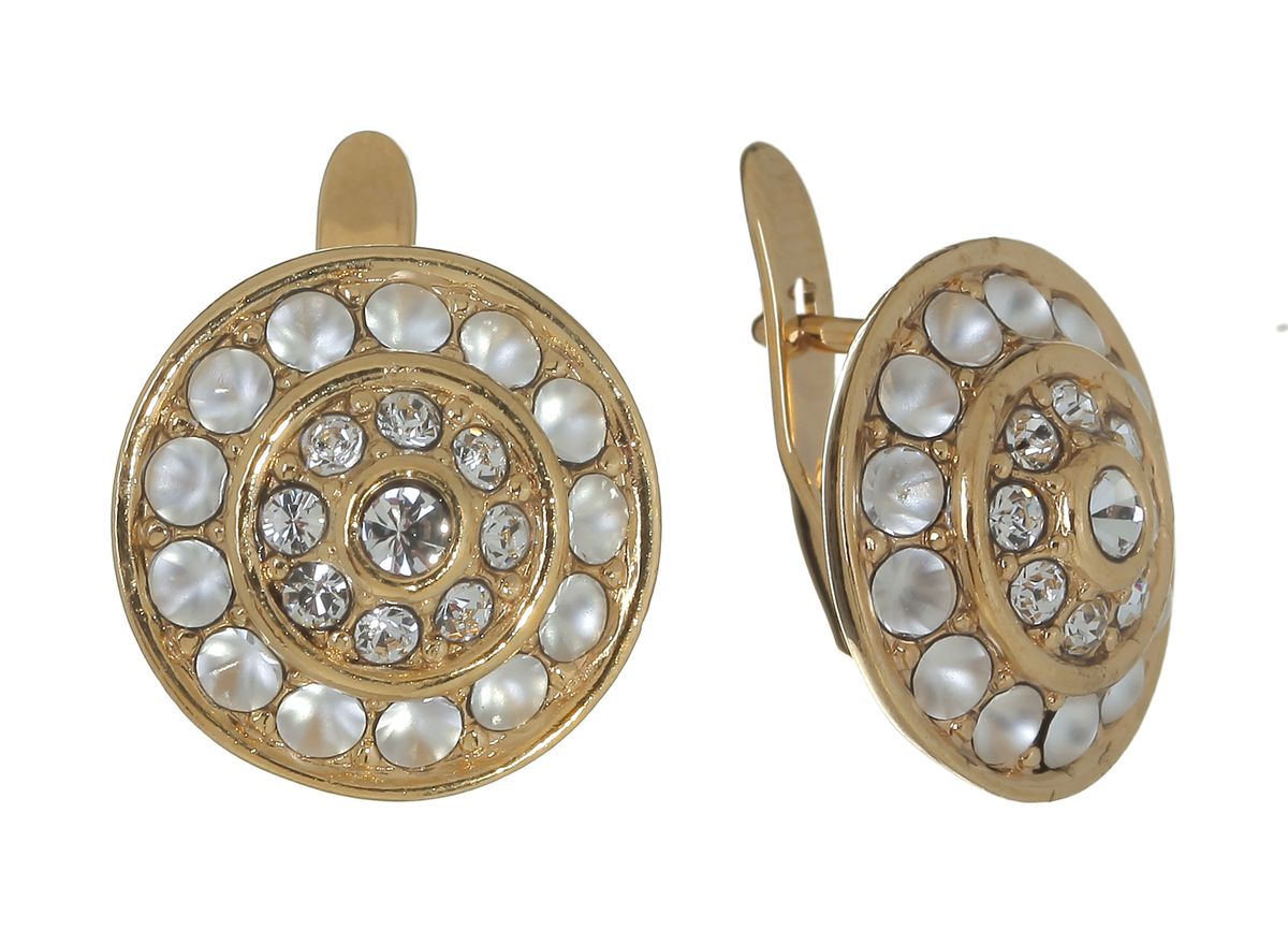 Jenavi, Коллекция Франциска, Ландэ (Серьги), цвет - золотой, белый. j717p100j717p100 Jenavi, Коллекция Франциска, Ландэ (Серьги), цвет - золотой, белый. j717p100j717p100Коллекция Франциска, Ландэ (Серьги) гипоаллергенный ювелирный сплав,Позолота, вставка Кристаллы Swarovski , цвет - золотой, белый