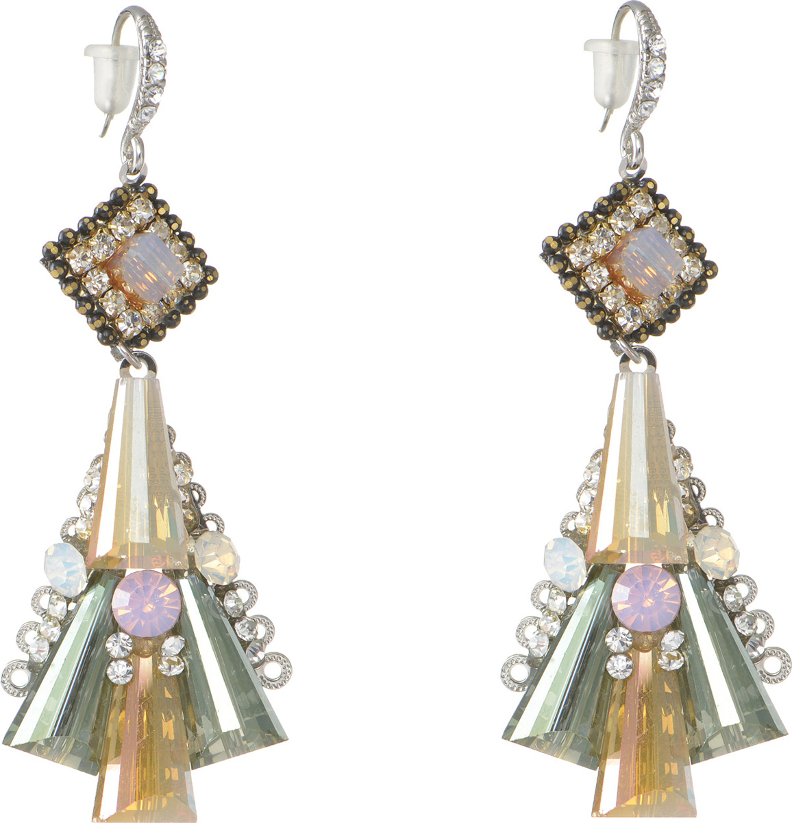 Серьги Selena Street Fashion, цвет: светло-зеленый, белый, оранжевый. 2007393020073930 Серьги Selena Street Fashion, цвет: светло-зеленый, белый, оранжевый. 2007393020073930Изысканные серьги Selena Street Fashion изготовлены из металла с гальваническим покрытием родием. Серьги дополнены подвесками, которые оформлены стразами Swarovski и крупными гранеными камнями. Изделие застегивается при помощи замка-петли и пластиковых заглушек. Роскошные серьги помогут создать вам запоминающийся образ.