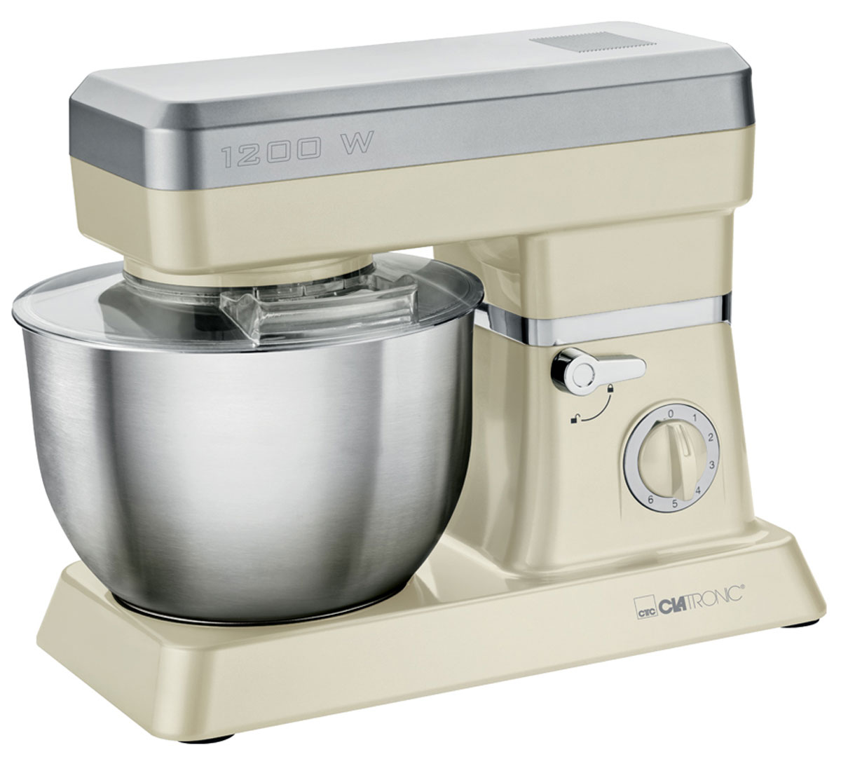 Clatronic KM 3630, Creme кухонный комбайнKM 3630 creme Clatronic KM 3630, Creme кухонный комбайнKM 3630 cremeСтационарный миксер Clatronic KM 3630 станет прекрасным помощником для любой хозяйки С ним вы сможете готовить невероятно вкусные и аппетитные блюда, при этом сократив время их приготовление. Основным назначением прибора является изготовление различных видов теста и кремов. Миксер качественно и быстро перемешивает различные ингредиенты, что дает возможность избежать комочков. Clatronic KM 3630 снабжен чашей из нержавеющей стали и механической системой управления. 6 скоростей замешивания + импульсный режим обеспечат наилучший результат. Поворотный рукав на 35° Чаша из нержавеющей стали Быстрозажимной патрон Легко разбирается для мытья и чистки